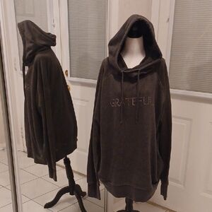 2/$50 Charcoal Wide Neck Hoodie with Grateful Design - Fits Size 2X